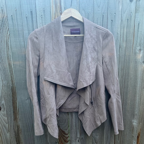 Vigoss faux suede light brown drapey jacket XS - Picture 5 of 7